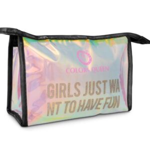 Colors Queen Girls Just Want to Have Fun Rainbow Makeup Pouch